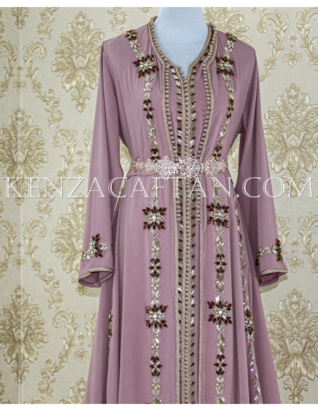 Robe Linda - robe orientale de luxe ✔ robe rose vieux By Kenza