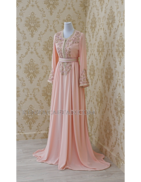 Caftan Zaynab (rose pale) - Caftan rose pale  ✔ robe orientale rose BY KenzaCaftan