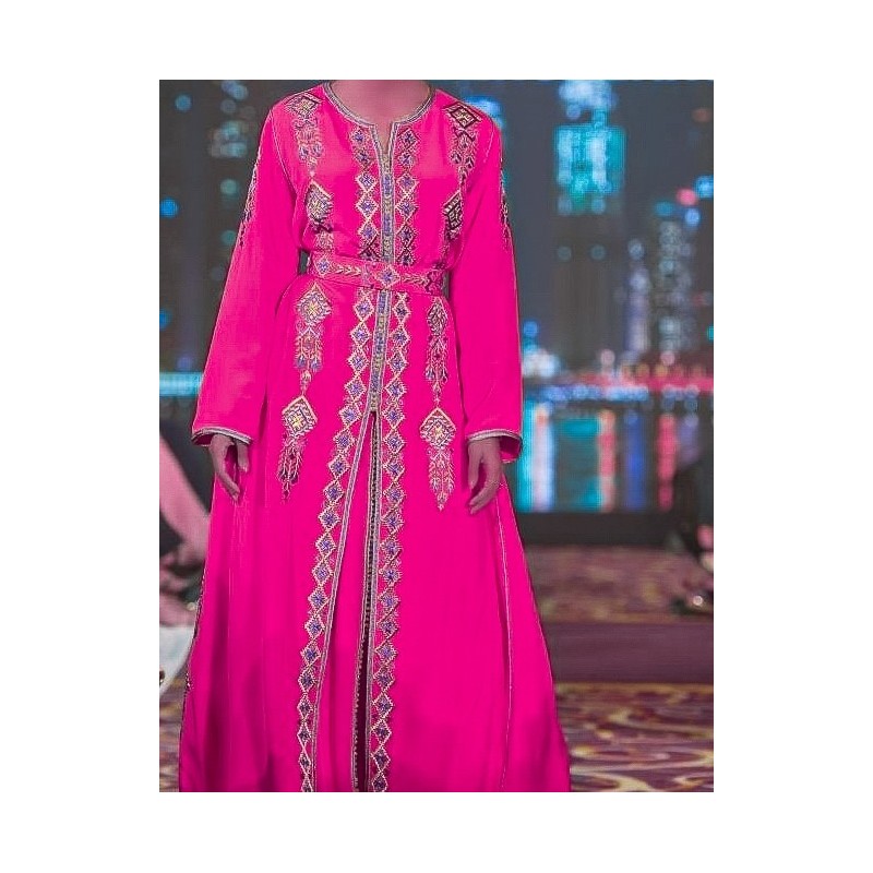 fushia kaftan dress