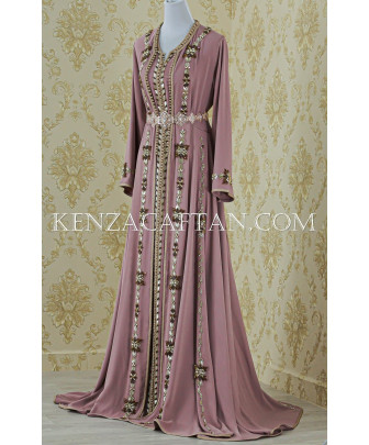 Robe Linda - robe orientale de luxe ✔ robe rose vieux By Kenza