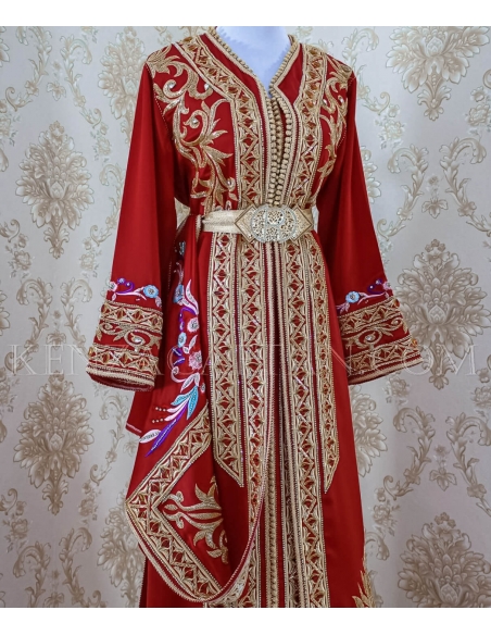 Takchita Loubna - caftan de luxe ✅ rouge 100% marocain et authentique by Kenza