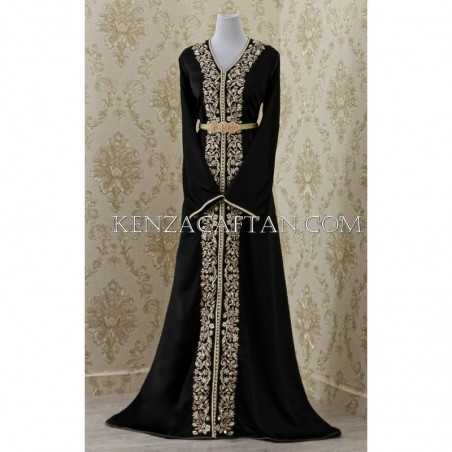 Caftan Jamila - caftan noir doré / 100% authentique sur mesure by KENZA