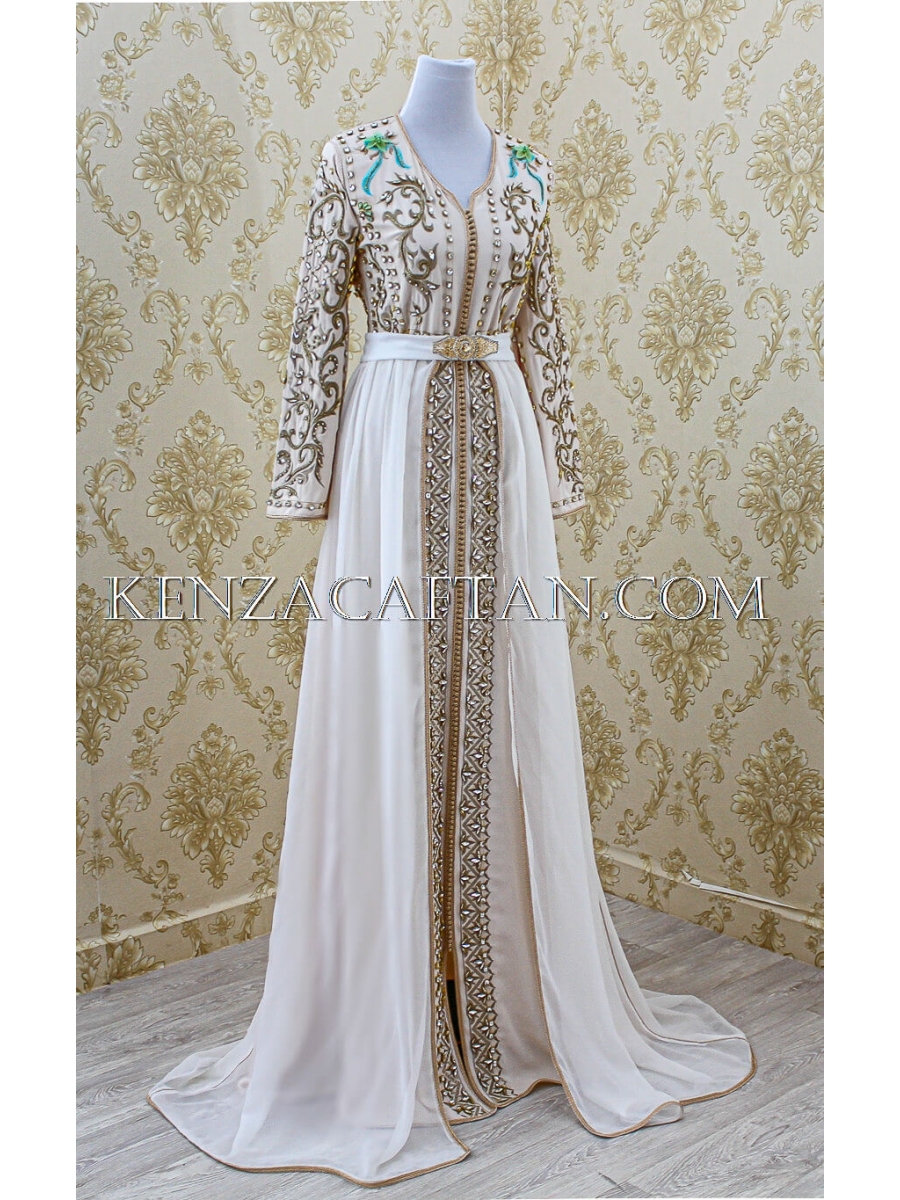 Ivory moroccan wedding kaftan dress