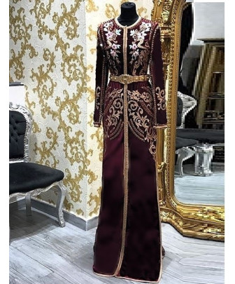 Caftan Fayza - vente caftan mauve ✅ caftan en ligne KenzaCaftan.com