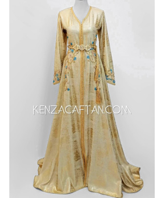 Caftan Laetitia - Caftan doré sur mesure by Kenza ✔ caftan designer