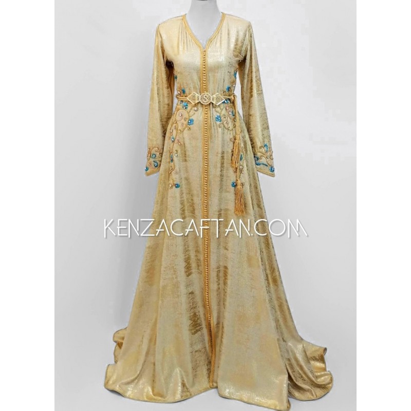 Caftan Laetitia - Caftan doré sur mesure by Kenza ✔ caftan designer