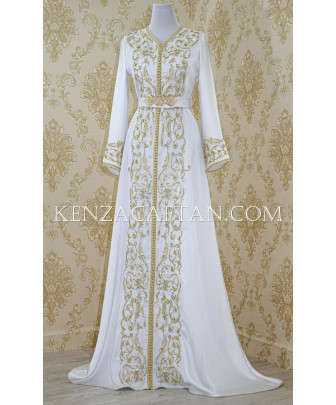 caftan Marocain blanc mariage JANA - robe orientale moderne blanche Sur Mesure by KenzaCaftan