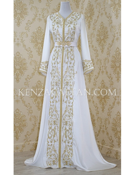 robe orientale moderne blanche Sur Mesure by KenzaCaftan