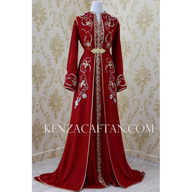 red moroccan kaftan dress 