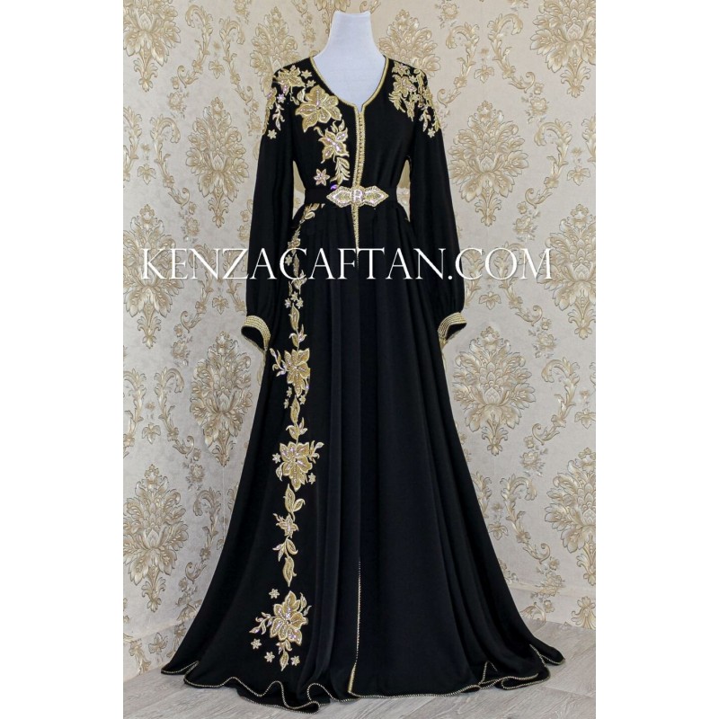 Caftan Yara Noir - Caftan de luxe noir ✅ Caftan original by KENZA