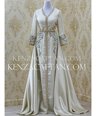 Caftan Najwa - caftan champagne  ✅ Caftan paris by KENZA