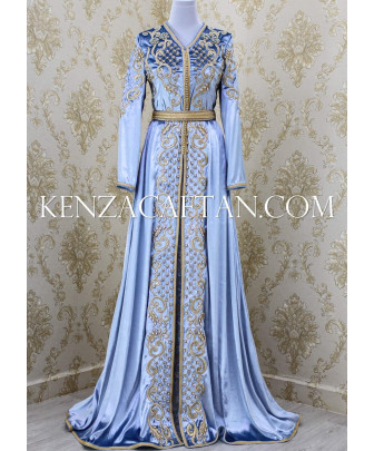 kaftan Kamillia - light blue kaftan dress velvet kaftan