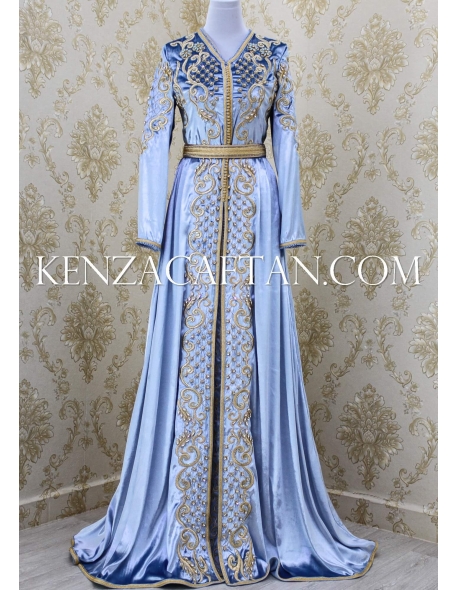 kaftan Kamillia - light blue kaftan dress velvet kaftan