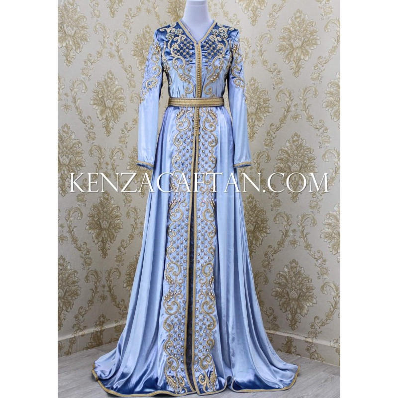 kaftan Kamillia - light blue kaftan dress velvet kaftan