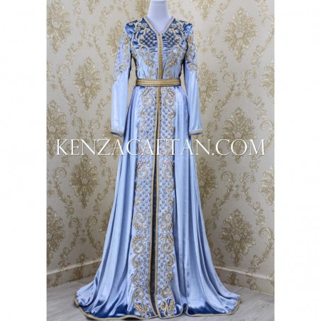 kaftan Kamillia - light blue kaftan dress velvet kaftan