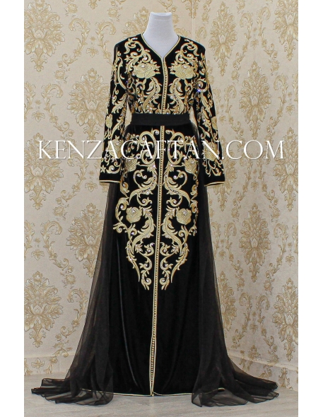 Luxury black kaftan dress