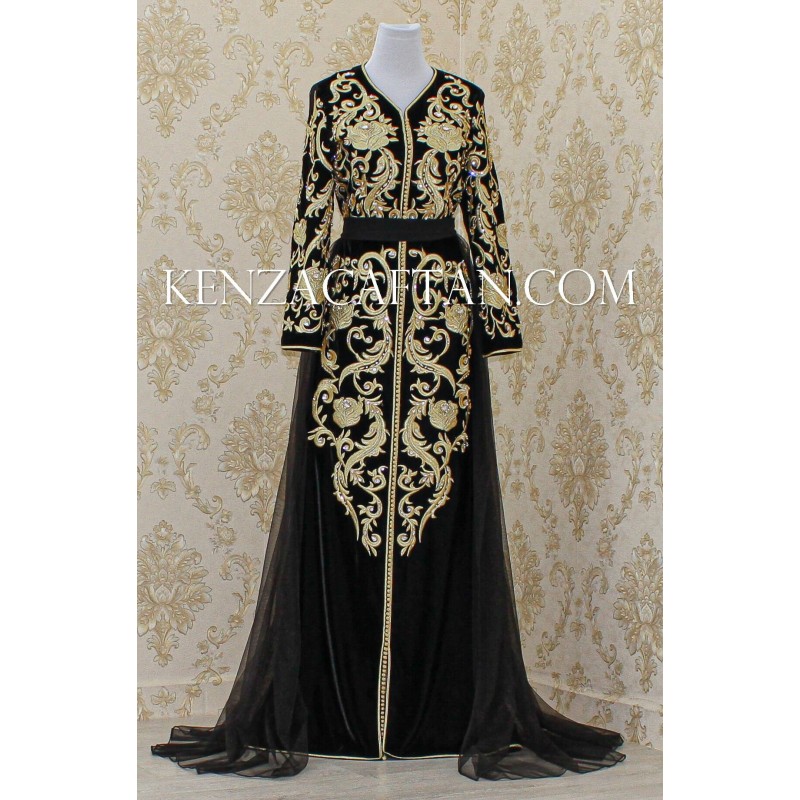 Luxury black kaftan dress