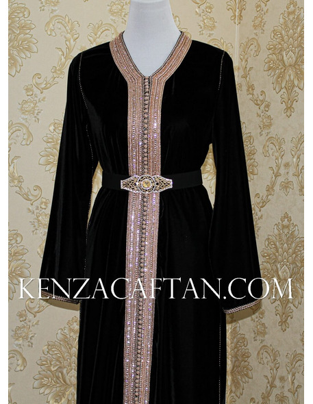 black kaftan velvet black maxi dress