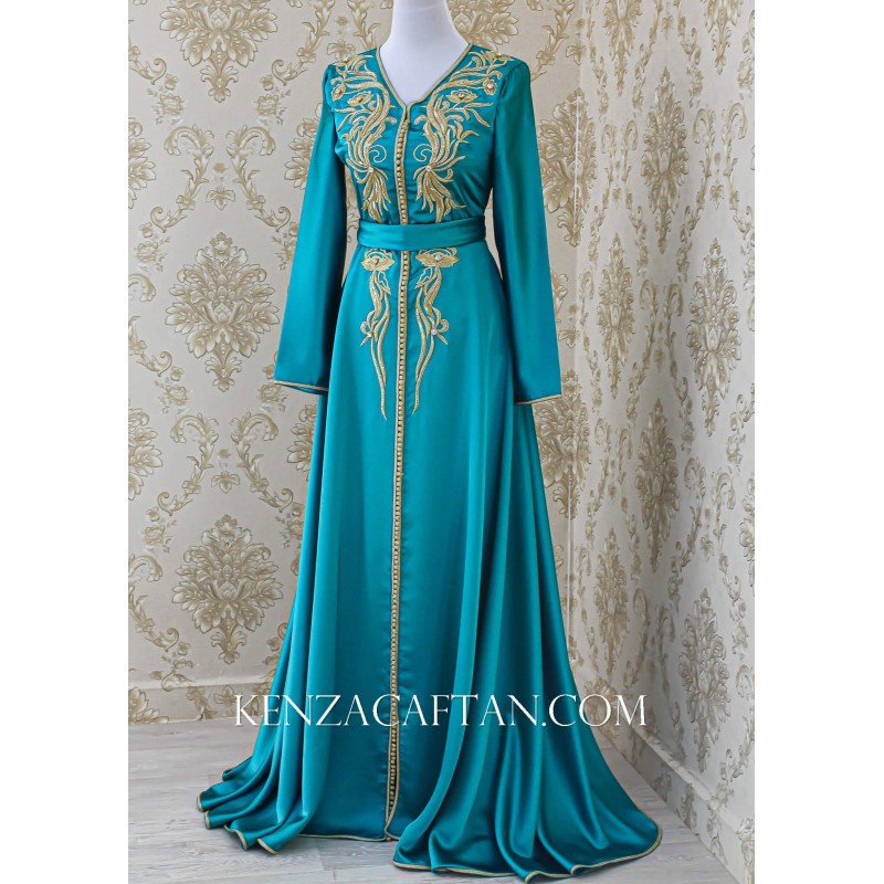 caftan marocain vert / robe orientale verte