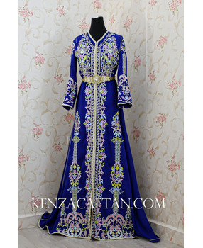 Blue arabic dress with colored mebroidery - 2