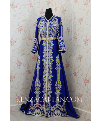 Robe arabe bleu royal avec broderie -