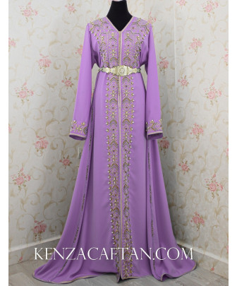 Robe arabe Lilas avec broderie et perlage - 