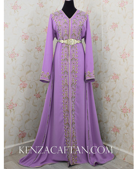 copy of Royal blue kaftan dress with hand beading - 1