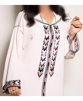 Djellaba for woman in white with colorful embroidery - 1