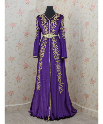 copy of Green moroccan kaftan dress with embroidery and beading - 1