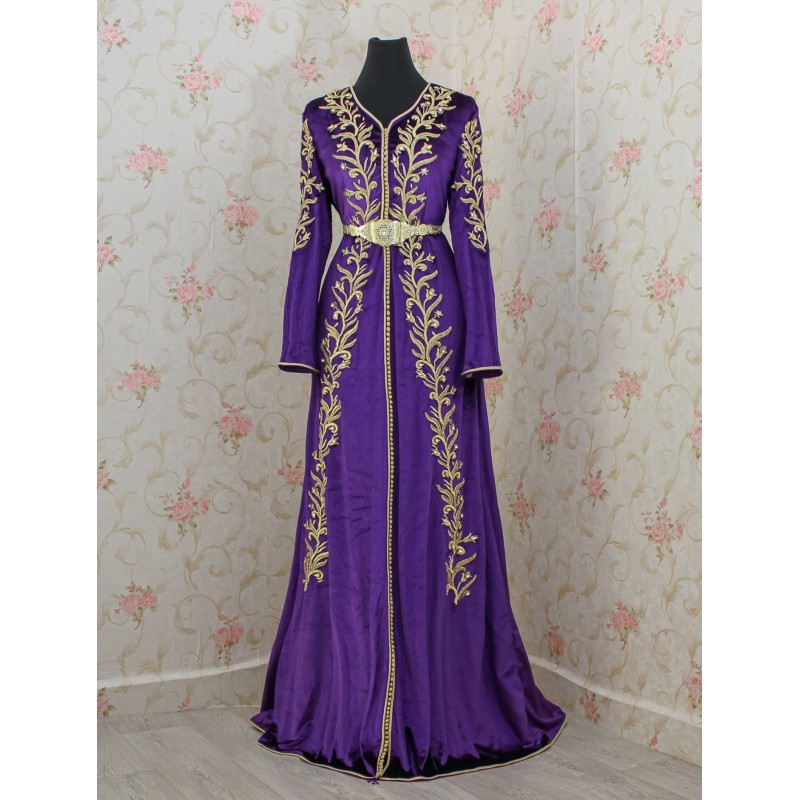 copy of Robe marocaine verte avec broderie et perlage - 