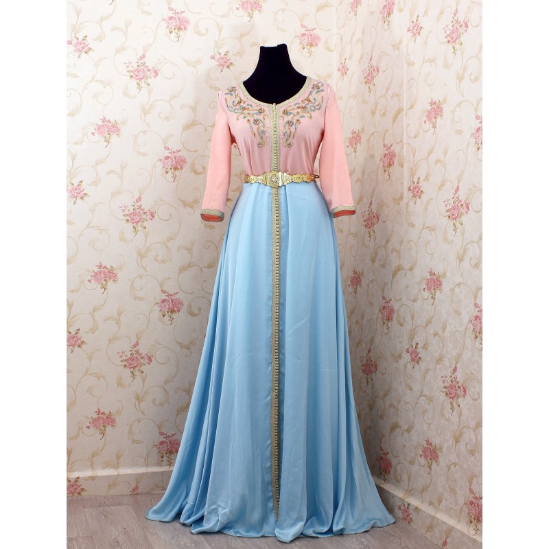 Caftan moderne rose et bleu - 