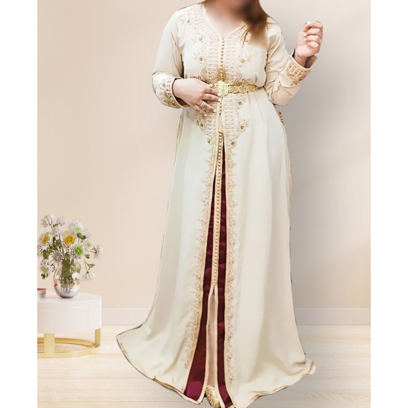 Ivory Moroccan Kaftan maxi Dress - 1