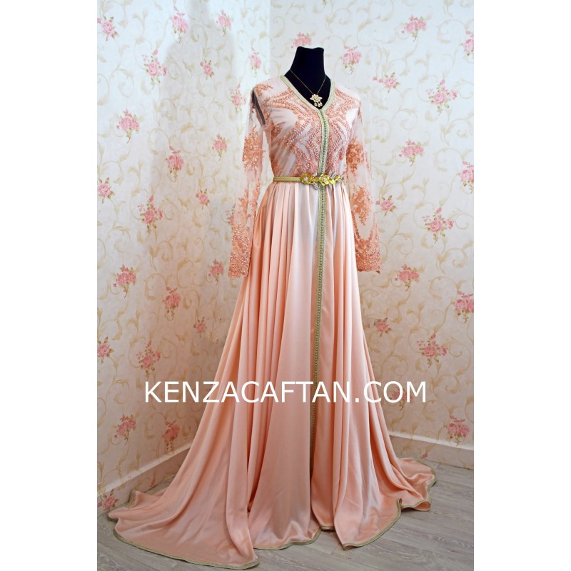 Peach kaftan dress - 1