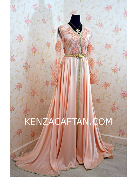 Peach kaftan dress - 1