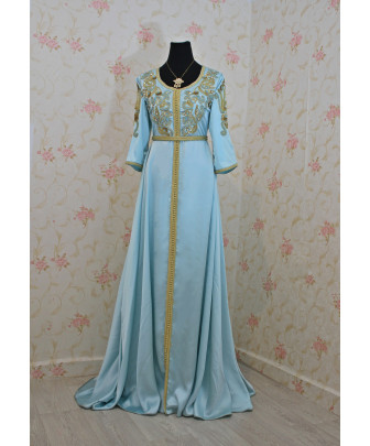 Caftan Bleu ciel et doré - 