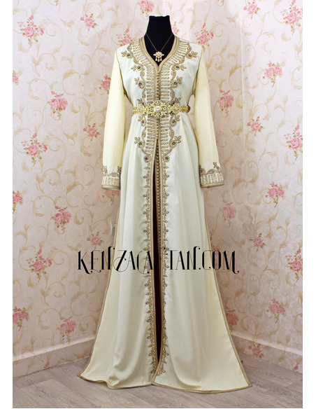 Ivory Moroccan Kaftan maxi Dress - 6