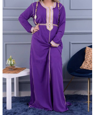 caftan mauve - caftan mauve et doré