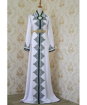 caftan blanc et vert - caftan blanc et vert