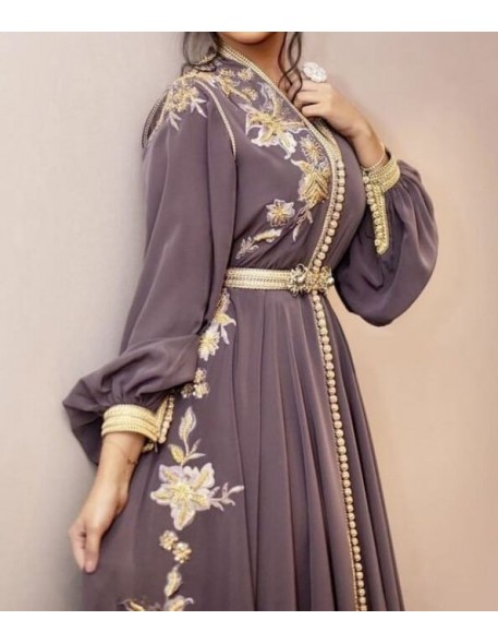 Authentic luxury moroccan brown kaftan dress 