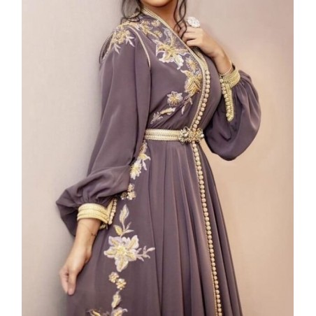 Authentic luxury moroccan brown kaftan dress