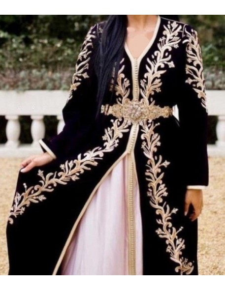 Luxury black kaftan dress