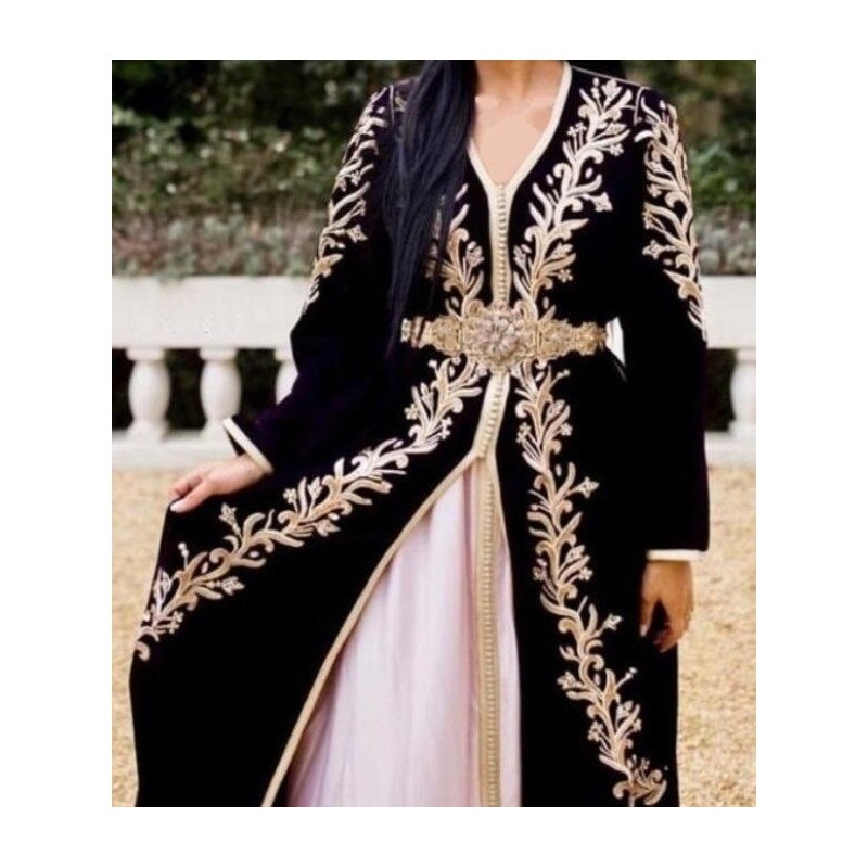 caftan noir et rose en velours