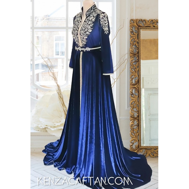 Caftan Talia - acheter caftan en ligne Caftan bleu velours