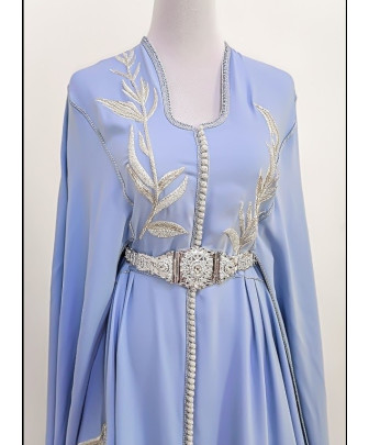 Caftan Fati - Caftan avec cape robe caftan bleu