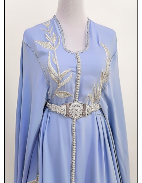 Caftan Fati - Caftan avec cape robe caftan bleu