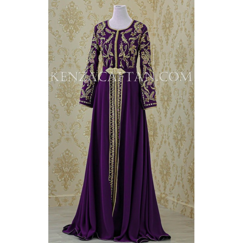 Caftan Najwa (mauve) - robe orientale mariage caftan mauve takchita mauve