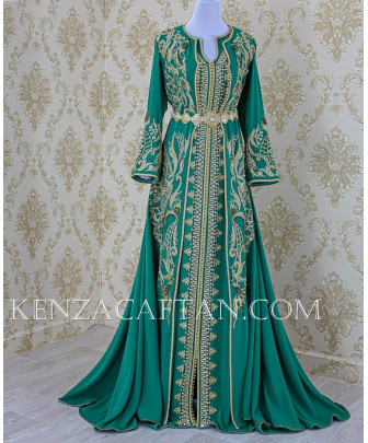 Takchita Nazli - caftan mariage  ✔ takchita verte de luxe ✔ By KENZACAFTAN.COM