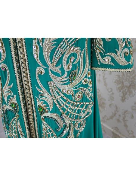 Takchita Nazli - caftan mariage  ✔ takchita verte de luxe ✔ By KENZACAFTAN.COM