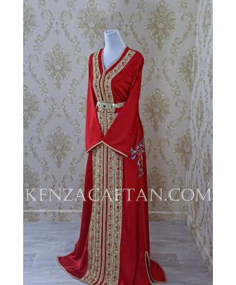 Caftan Sara - caftan rouge  ✔ caftan de luxe rouge By KENZA