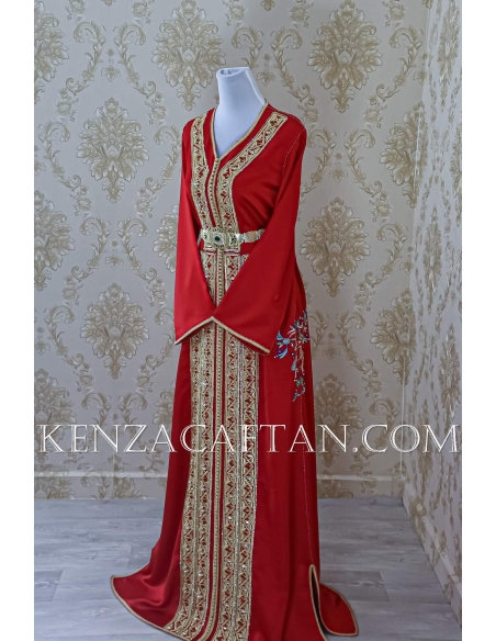 Caftan Sara - caftan rouge  ✔ caftan de luxe rouge By KENZA